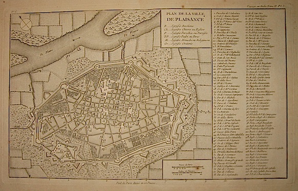 Lalande (de) Joseph Jerome Plan de la Ville de Plaisance 1790 Parigi 